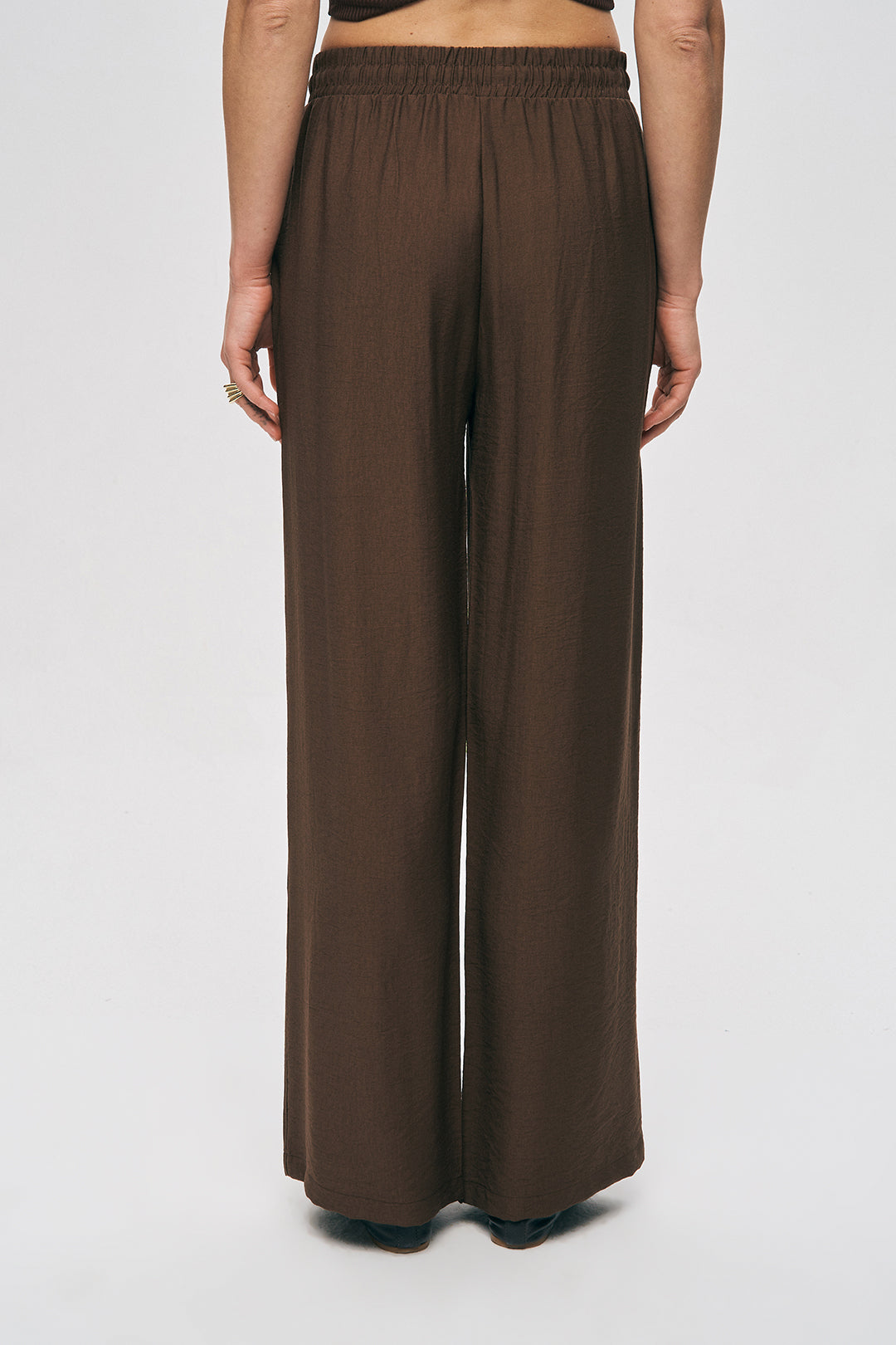 Orfeonegro Yüksek Bel Boncuk İşlemeli Palazzo Pantolon K.Kahve