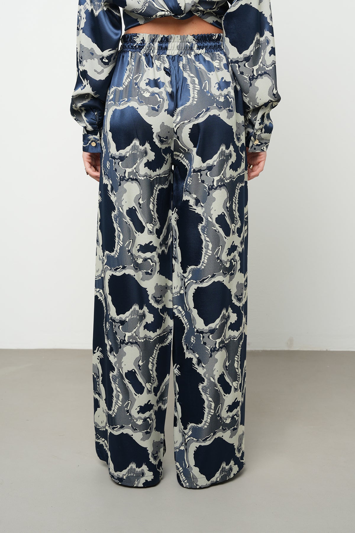 Orfeonegro Desenli Lacivert Palazzo Pantolon