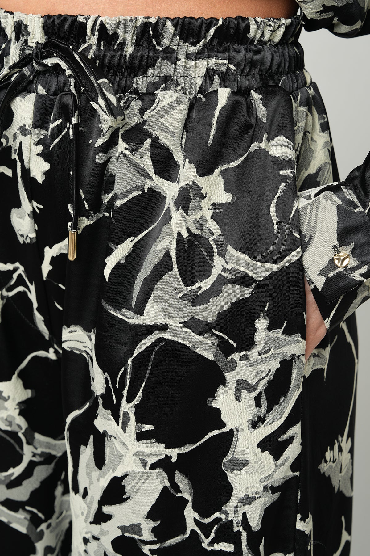 Orfeonegro Siyah Desenli Palazzo Pantolon