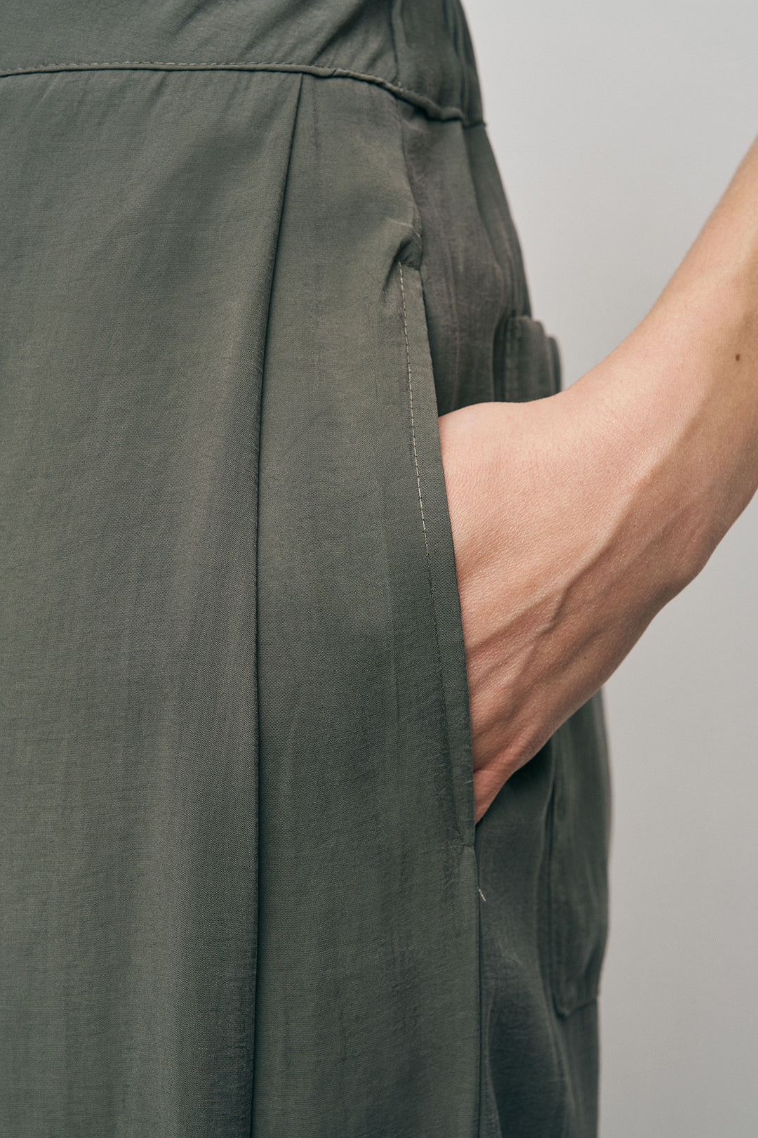 Orfeonegro Paçası Lastikli Haki Palazzo Pantolon