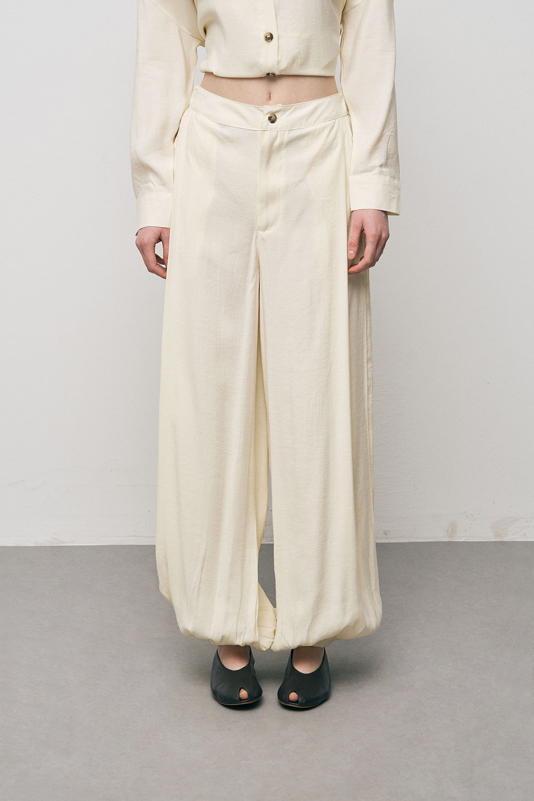 Orfeonegro Paçası Lastikli Sarı Palazzo Pantolon