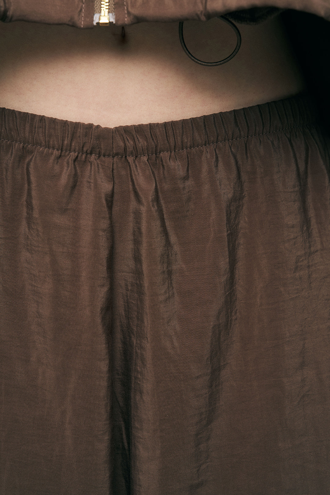 Orfeonegro Bağlama Detaylı Lastikli Paça Kahverengi Pantolon