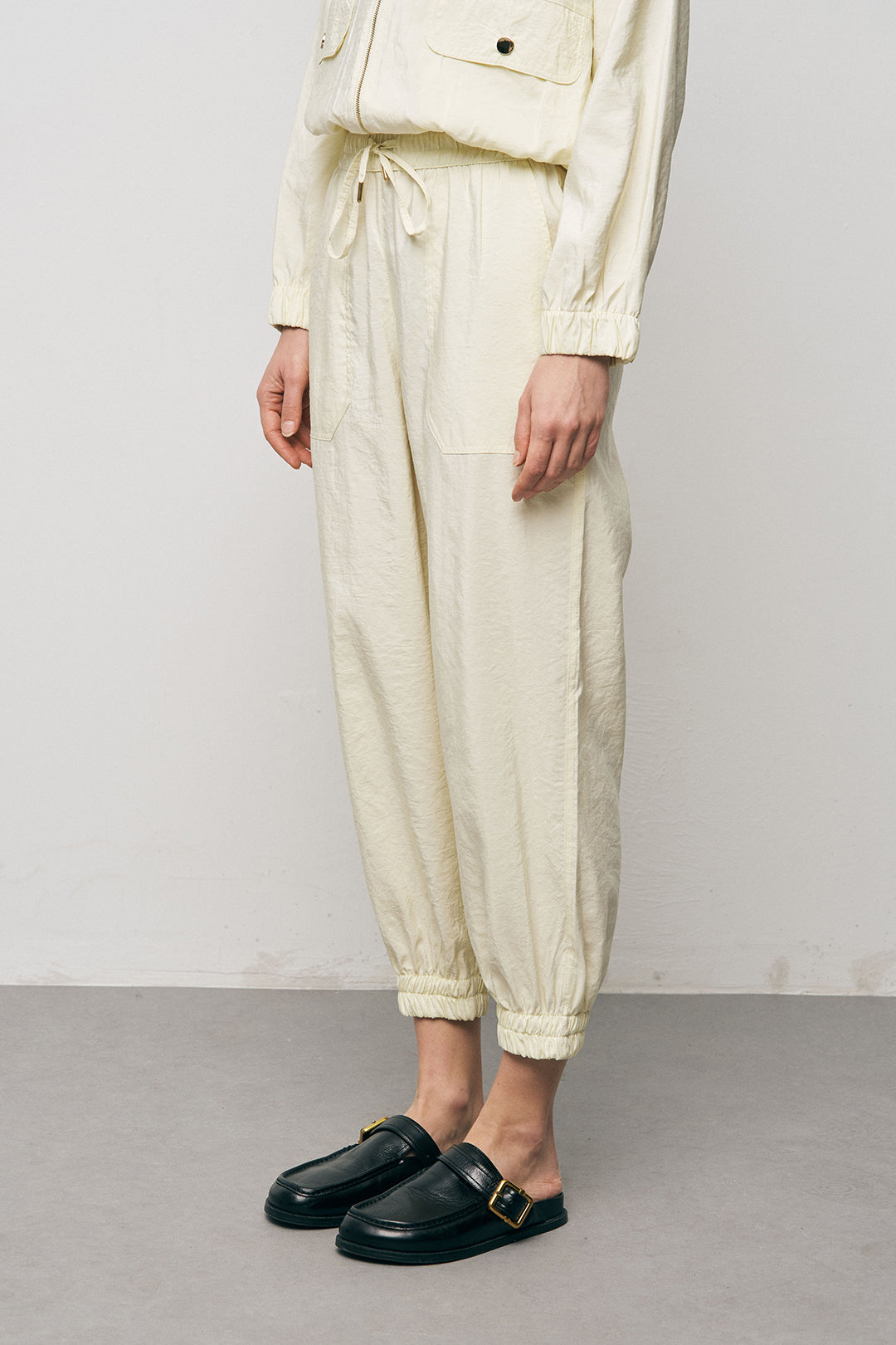 Orfeonegro Beli Lastikli ve Paçası Bağlama Detaylı Sarı Pantolon