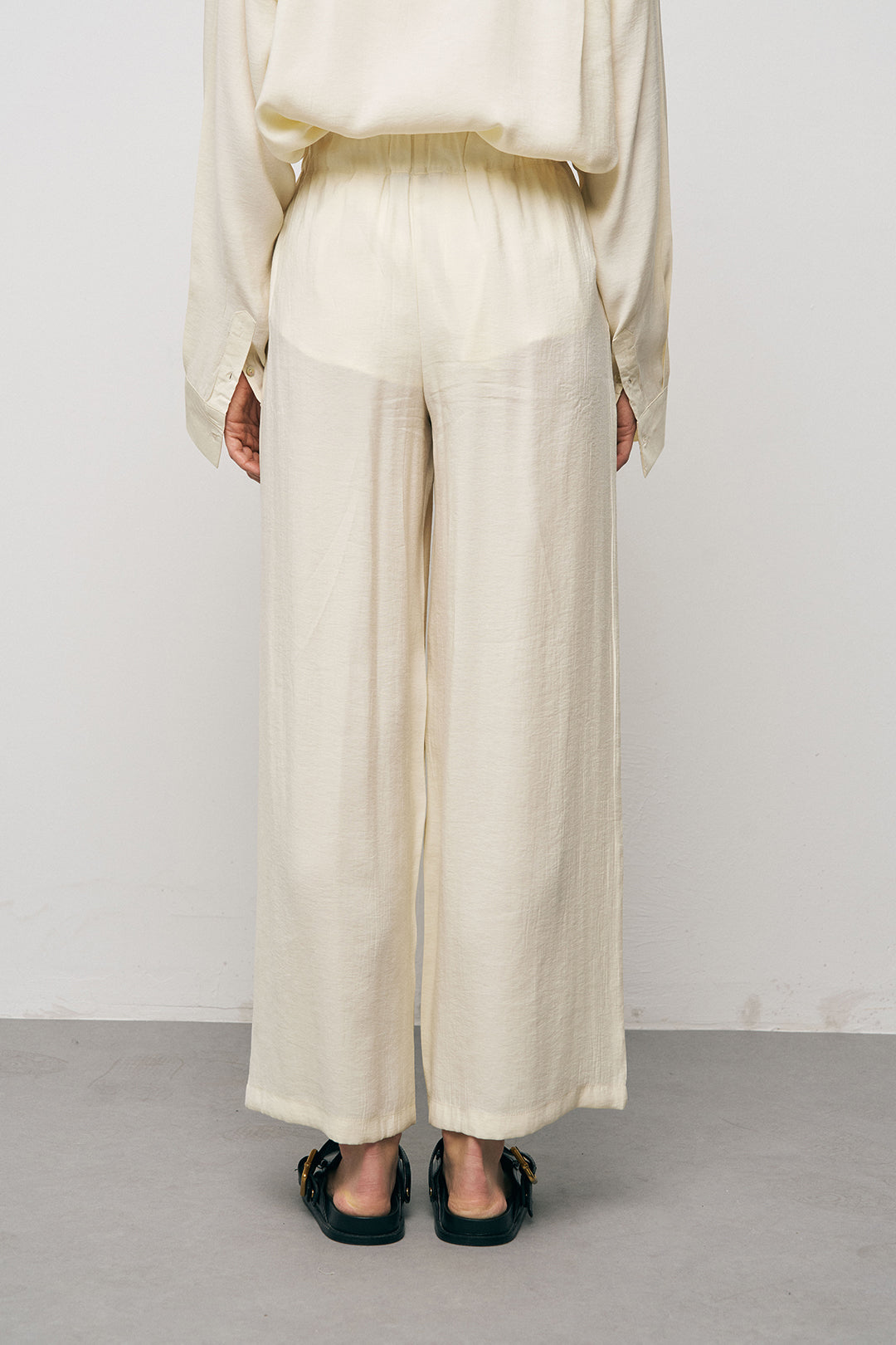 Orfeonegro Sarı Beli Bağcıklı Lastikli Bol Paça Pantolon