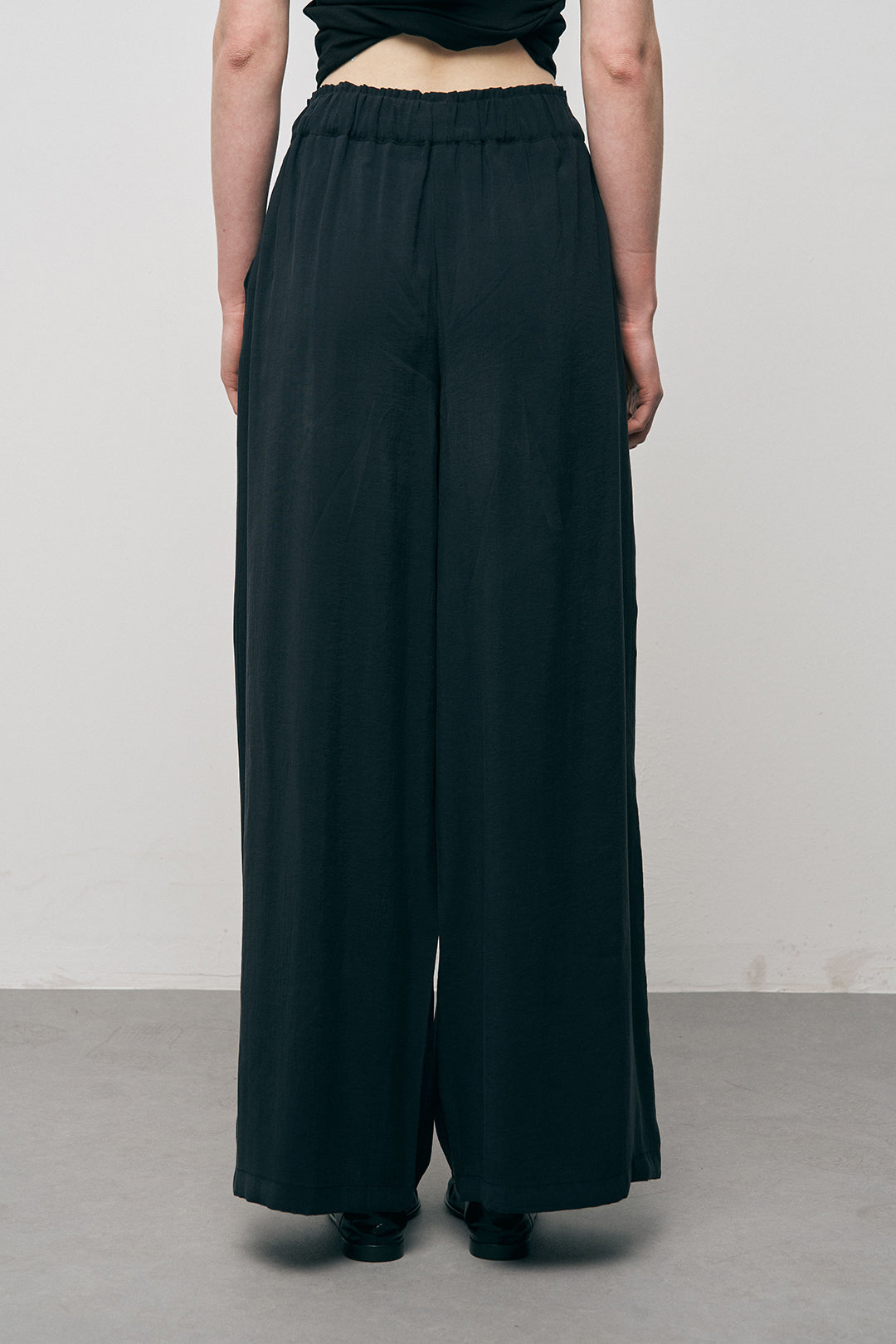 Orfeonegro Siyah Beli Bağcıklı Lastikli Bol Paça Pantolon