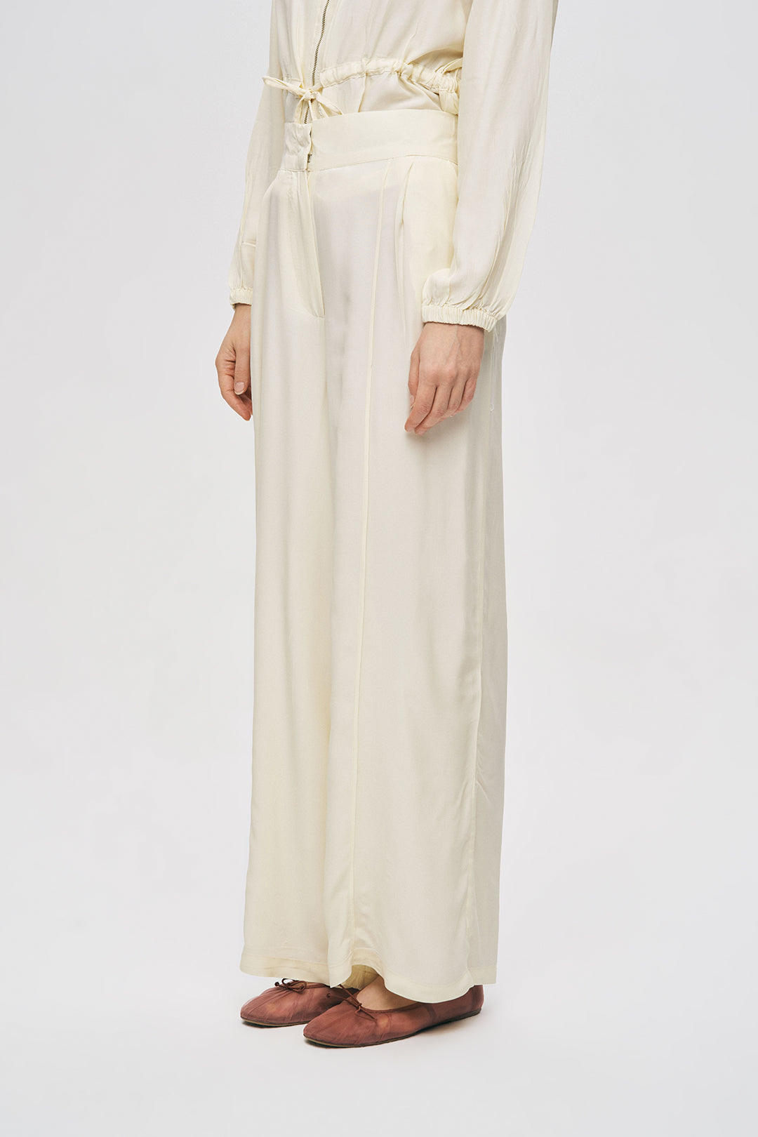 Orfeonegro Sarı Yüksek Bel Geniş Paça Palazzo Pantolon