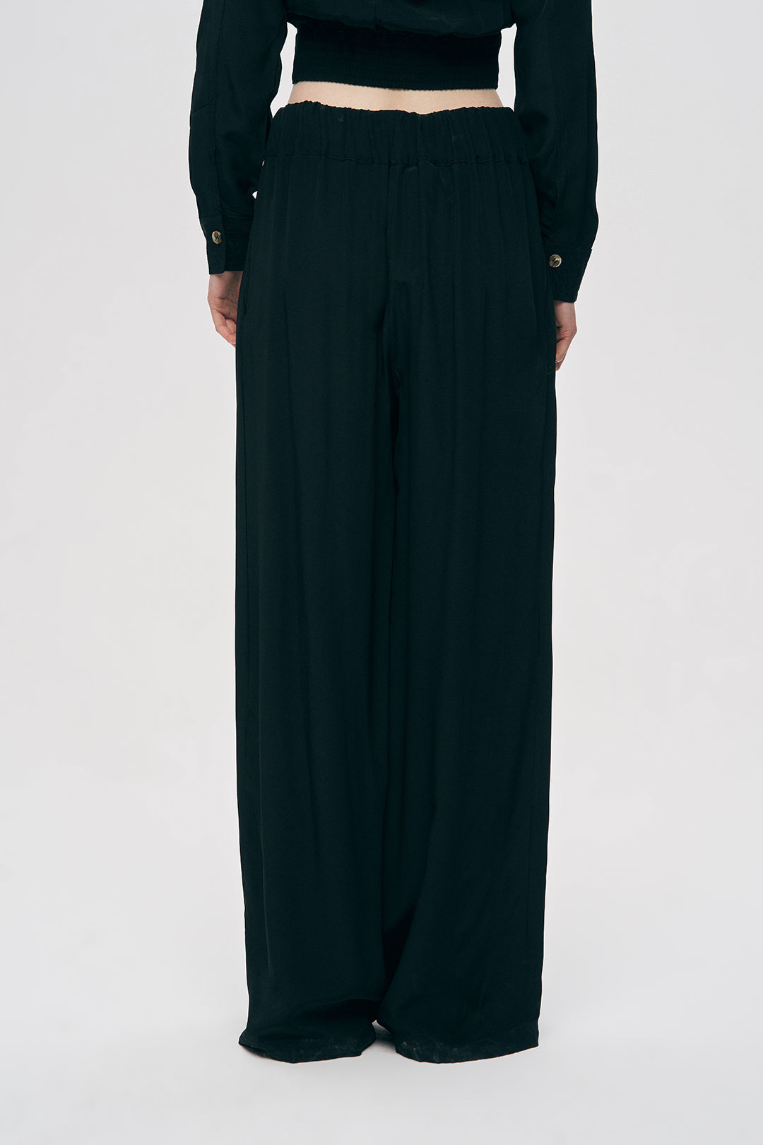 Orfeonegro Siyah Yüksek Bel Geniş Paça Palazzo Pantolon