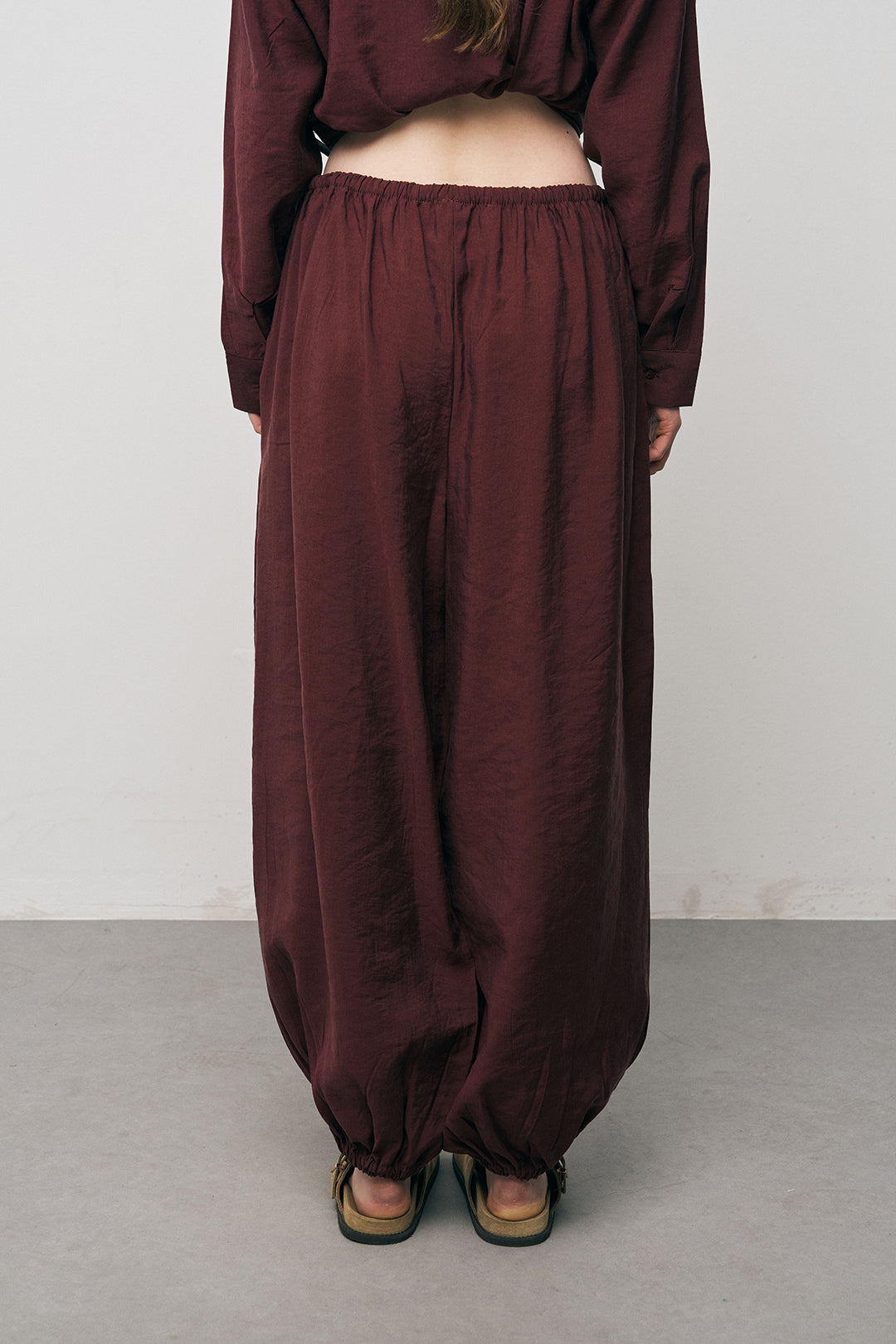 Orfeonegro Rahat Kesim Paçası Büzgülü Bordo Jogger Pantolon