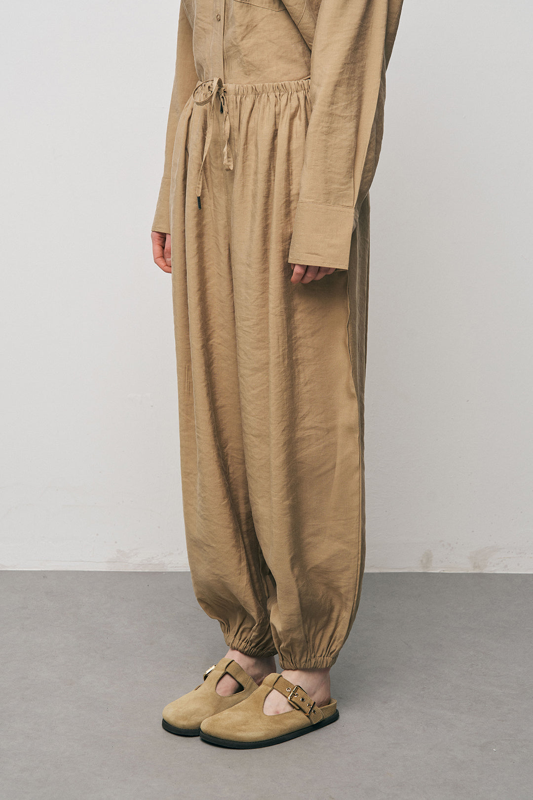 Orfeonegro Rahat Kesim Paçası Büzgülü Karamel Jogger Pantolon