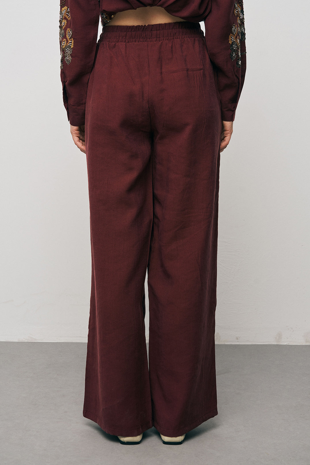 Orfeonegro Bordo Nakış İşlemeli Palazzo Pantolon