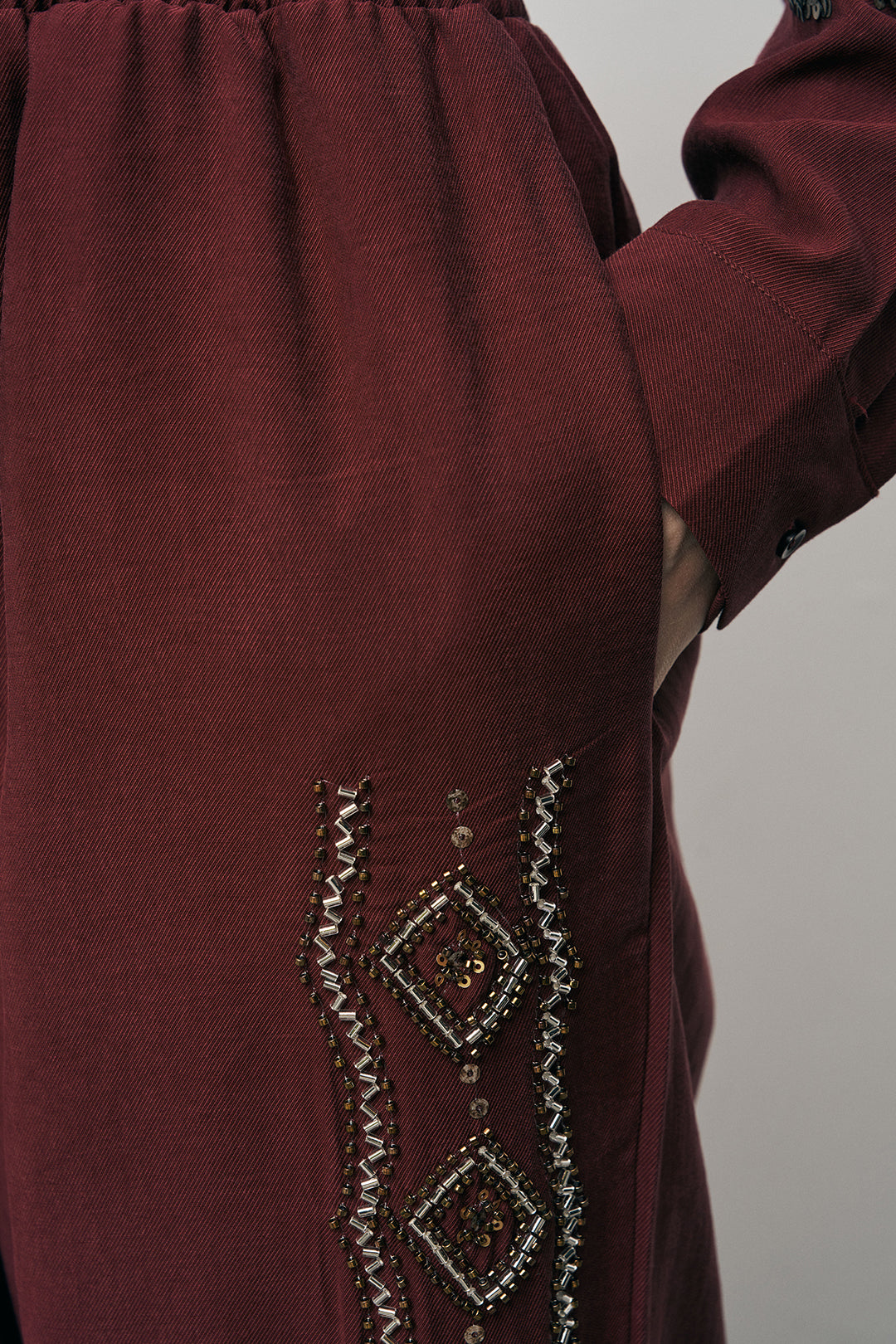 Orfeonegro Bordo Nakış İşlemeli Palazzo Pantolon