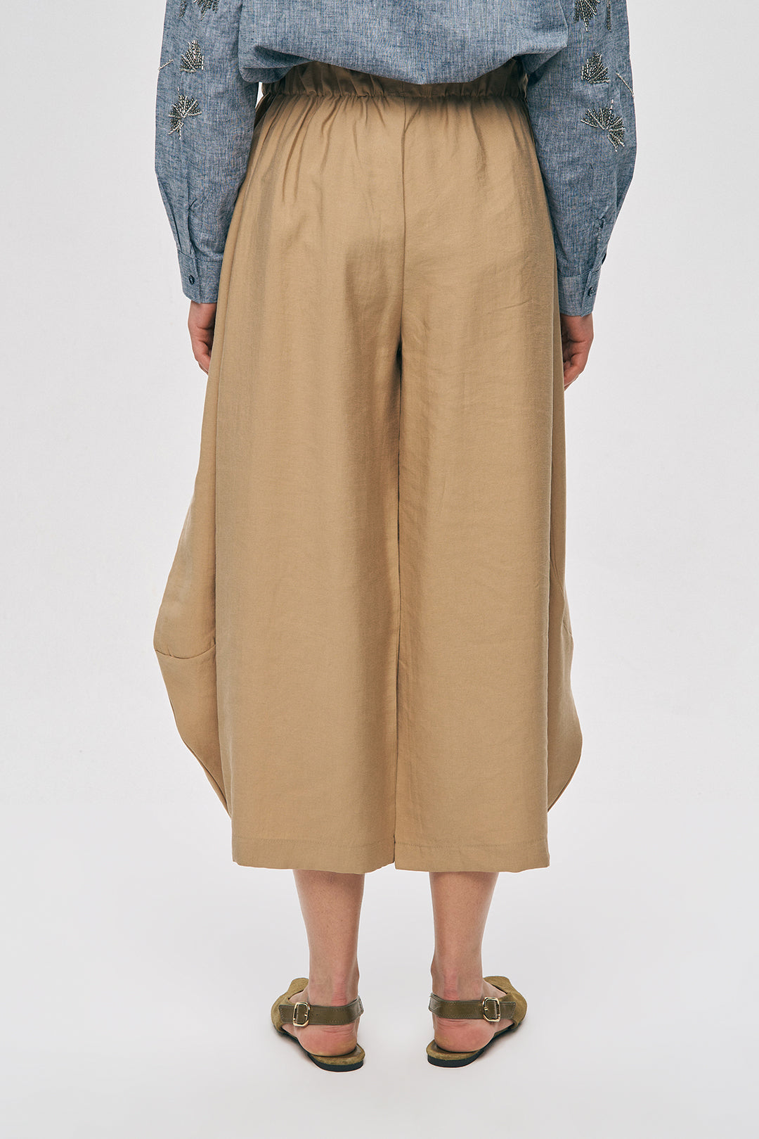 Orfeonegro Beli Lastikli Karamel Şalvar Pantolon