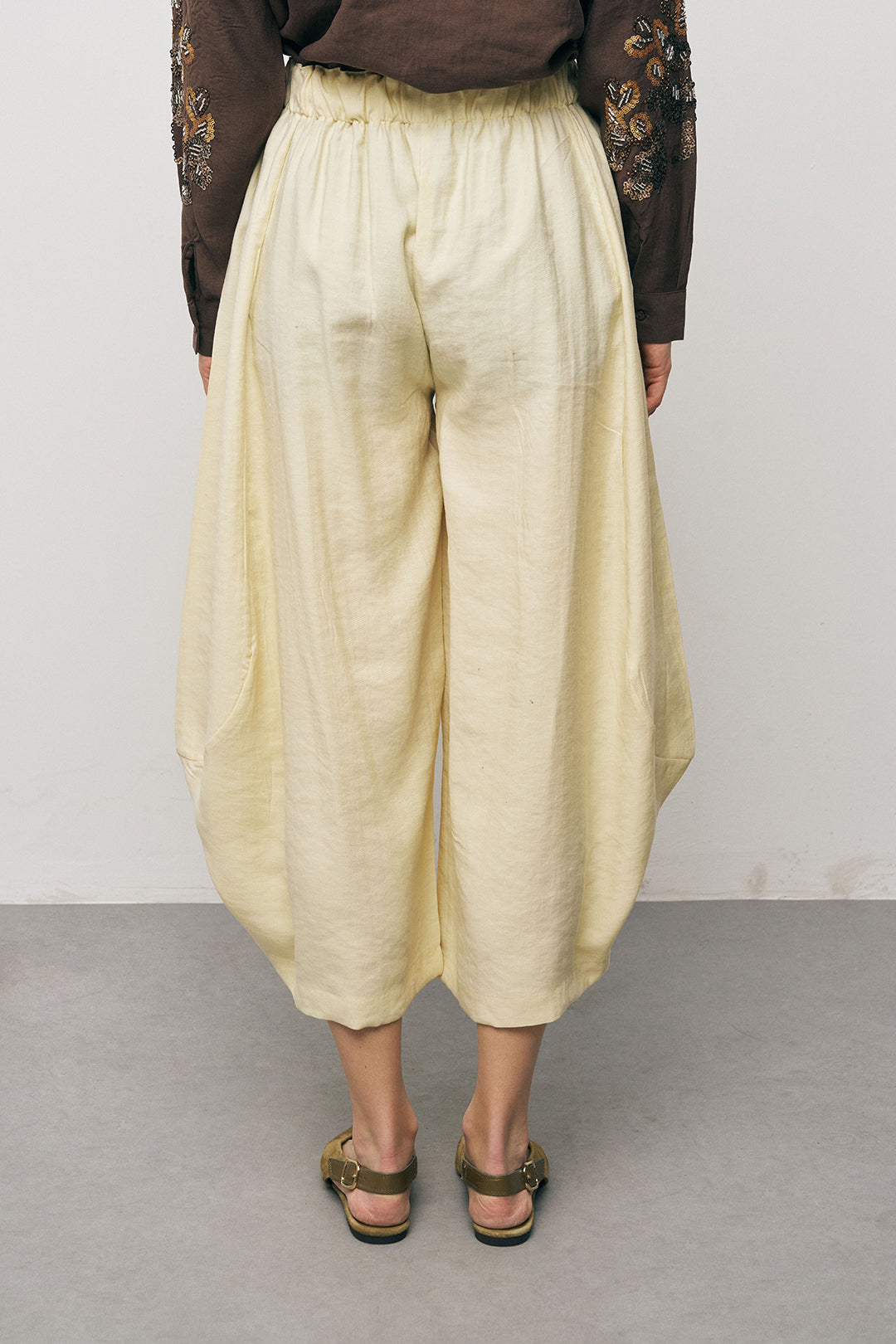 Orfeonegro Beli Lastikli Sarı Şalvar Pantolon