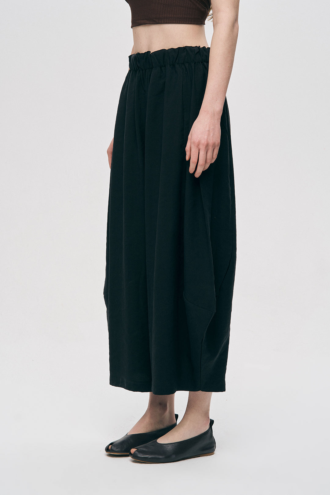 Orfeonegro Beli Lastikli Siyah Şalvar Pantolon