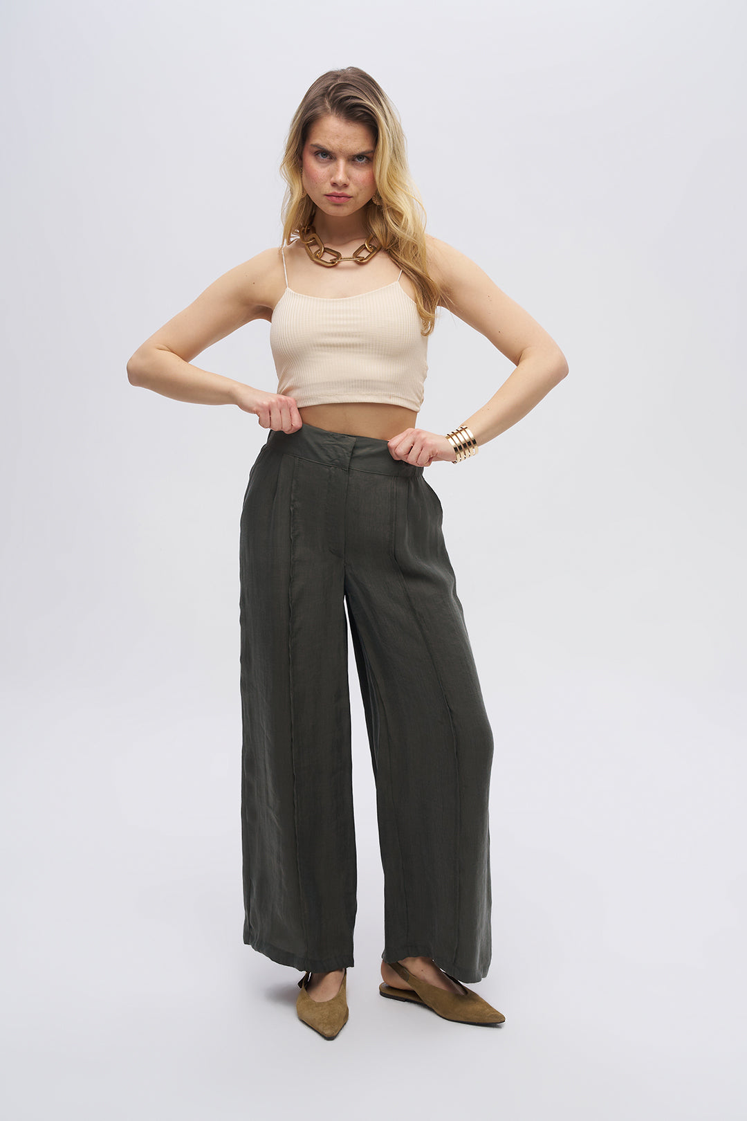 Toptan Kadın Beli Lastikli Bol Paça Pantolon