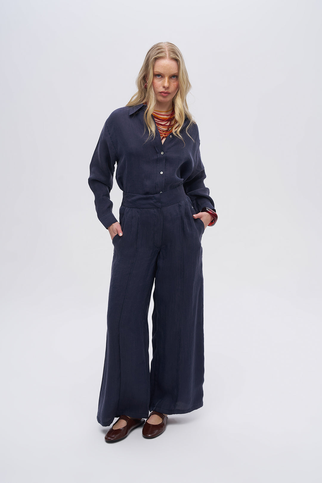 Toptan Kadın Beli Lastikli Bol Paça Pantolon Laci