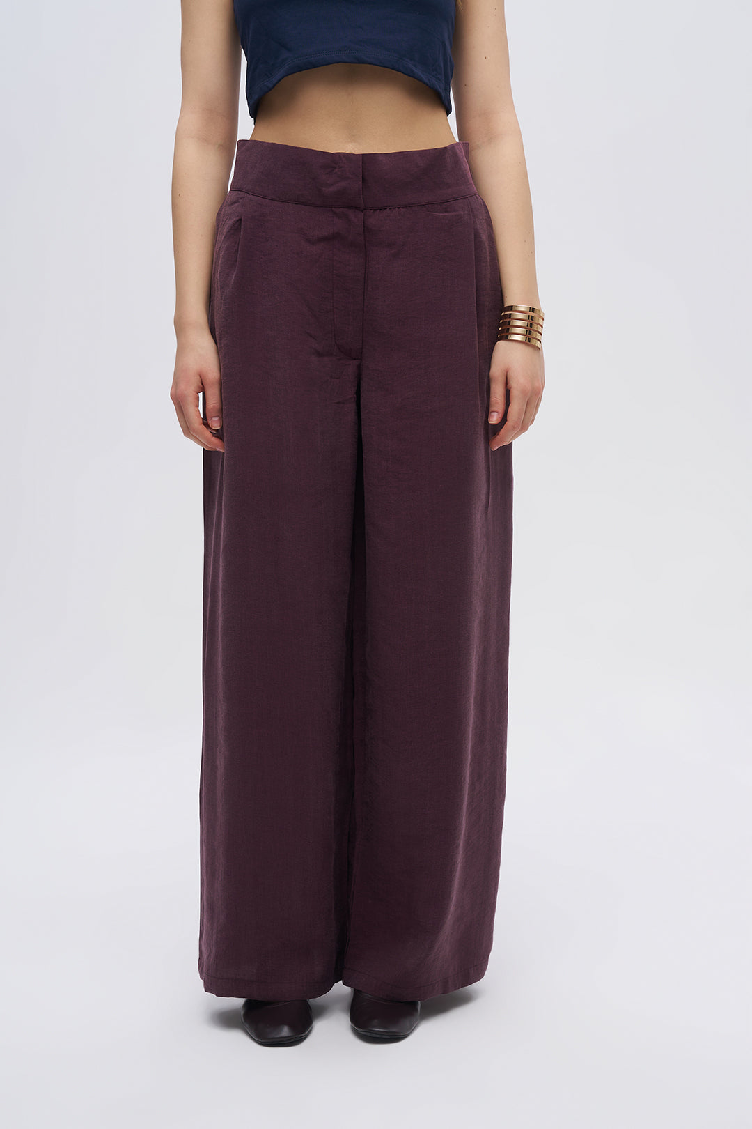 Toptan Kadın Beli Lastikli Cepli Dökümlü Palazzo Pantolon