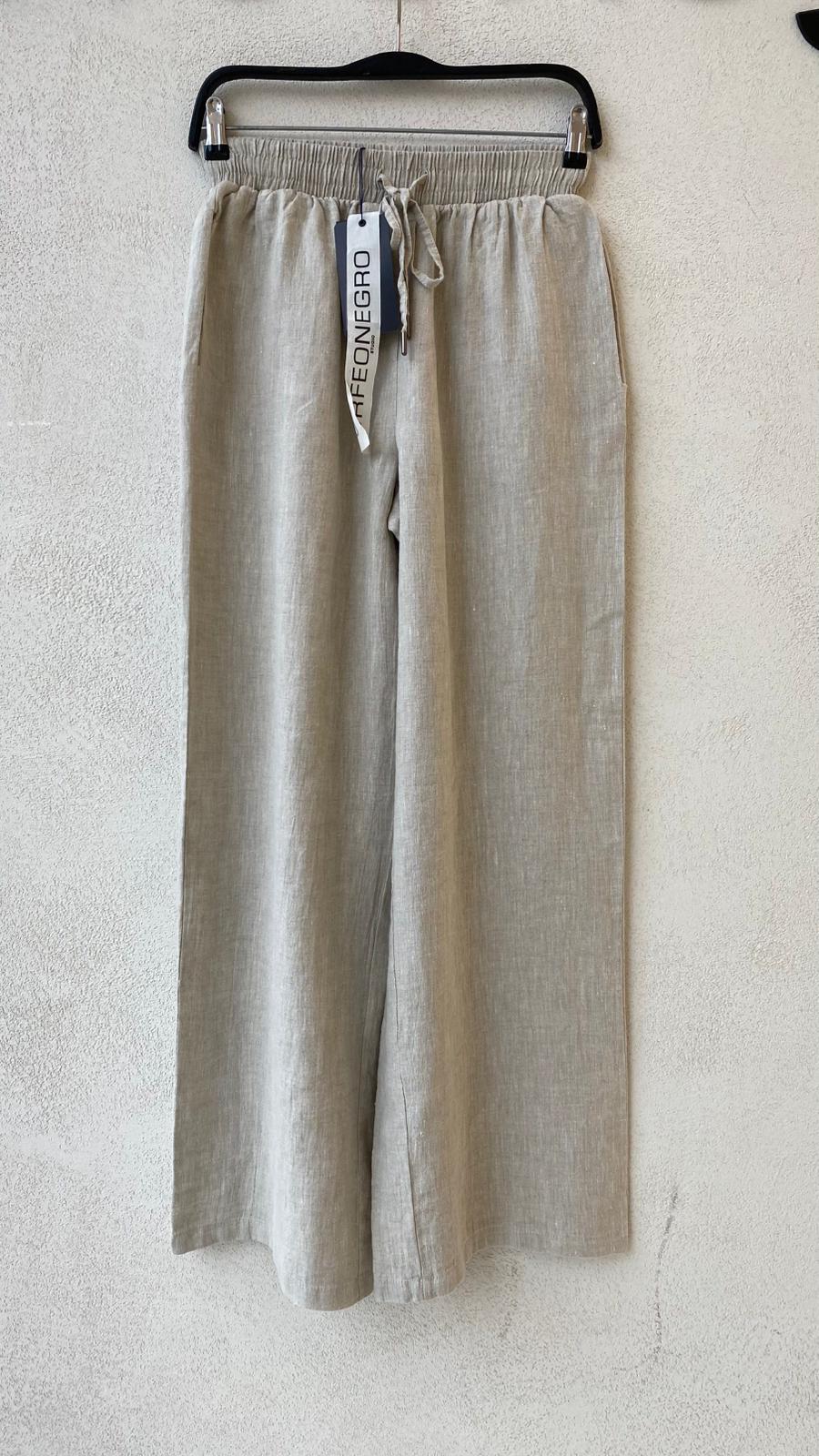 Toptan Palazzo %100 Keten Naturel Kadın Pantolon