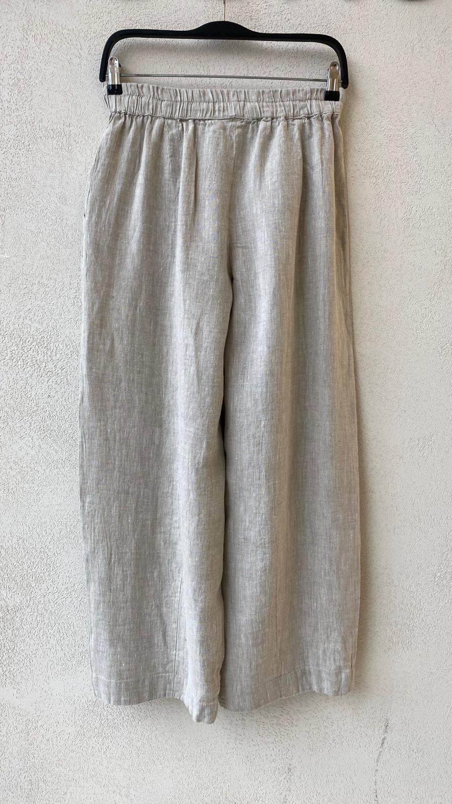 Toptan % 100 Keten Kadın Natur Pantolon
