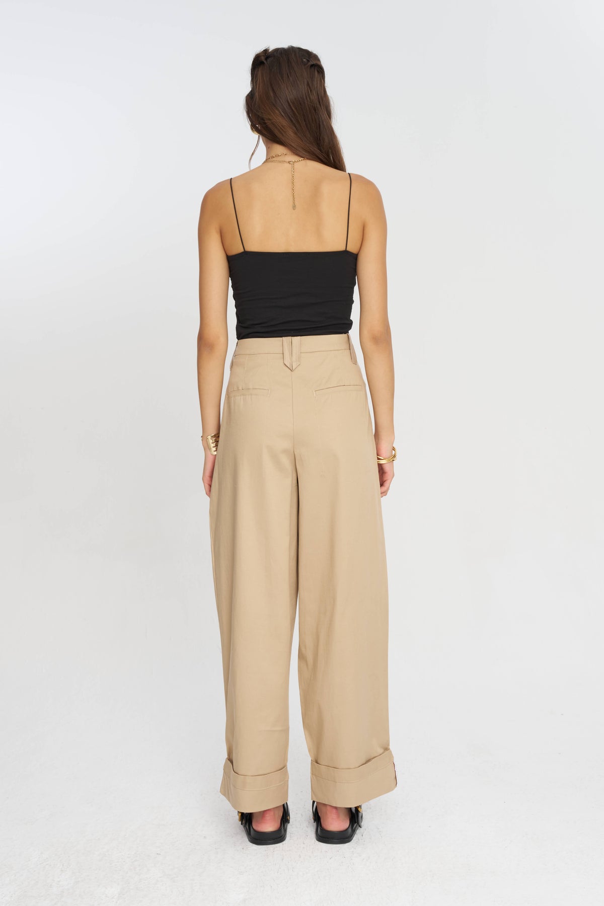 Toptan Duble Paça Tencel Karışımlı Kadın Pantolon Bej