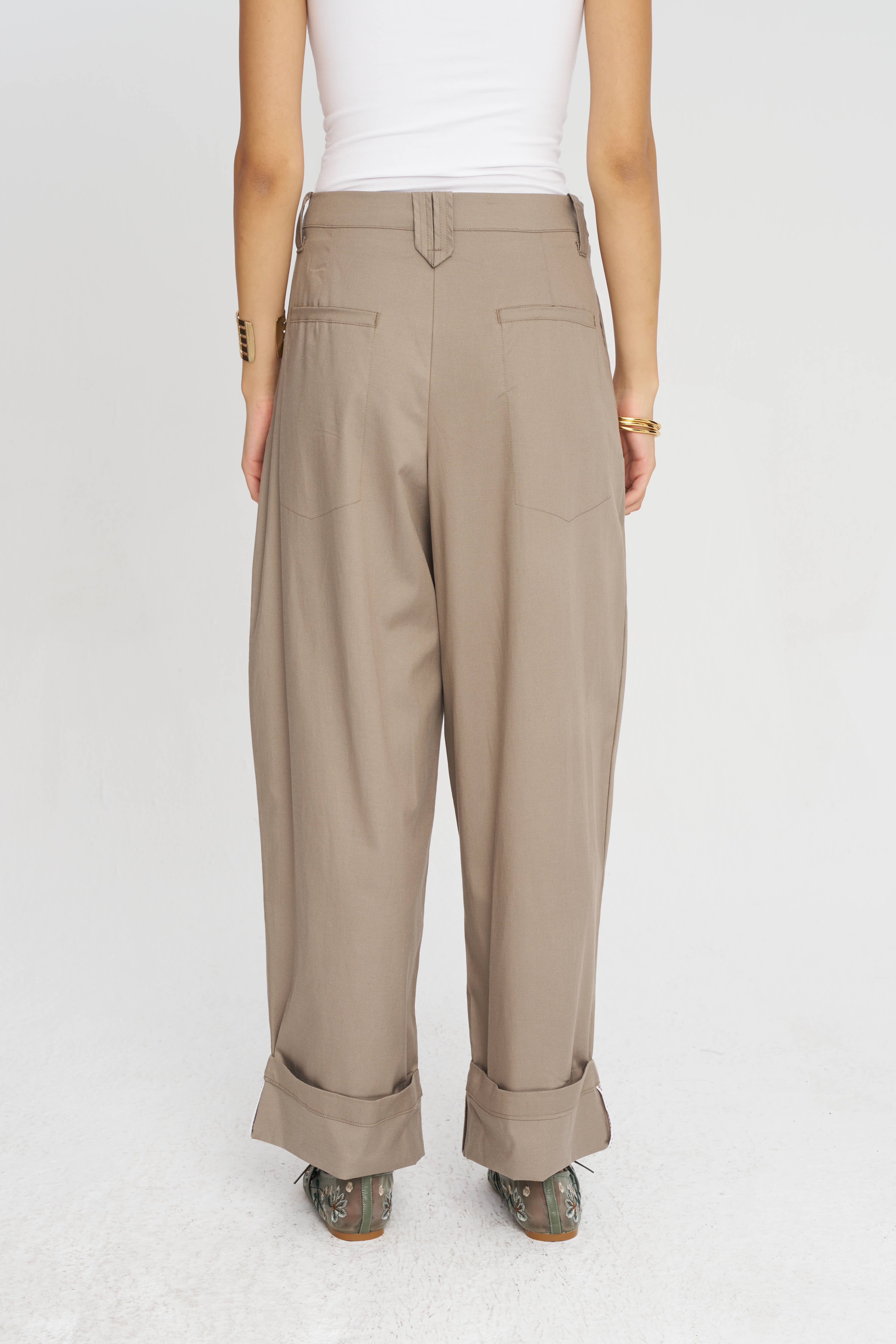 Toptan Duble Paça Tencel Karışımlı Kadın Pantolon Vizon