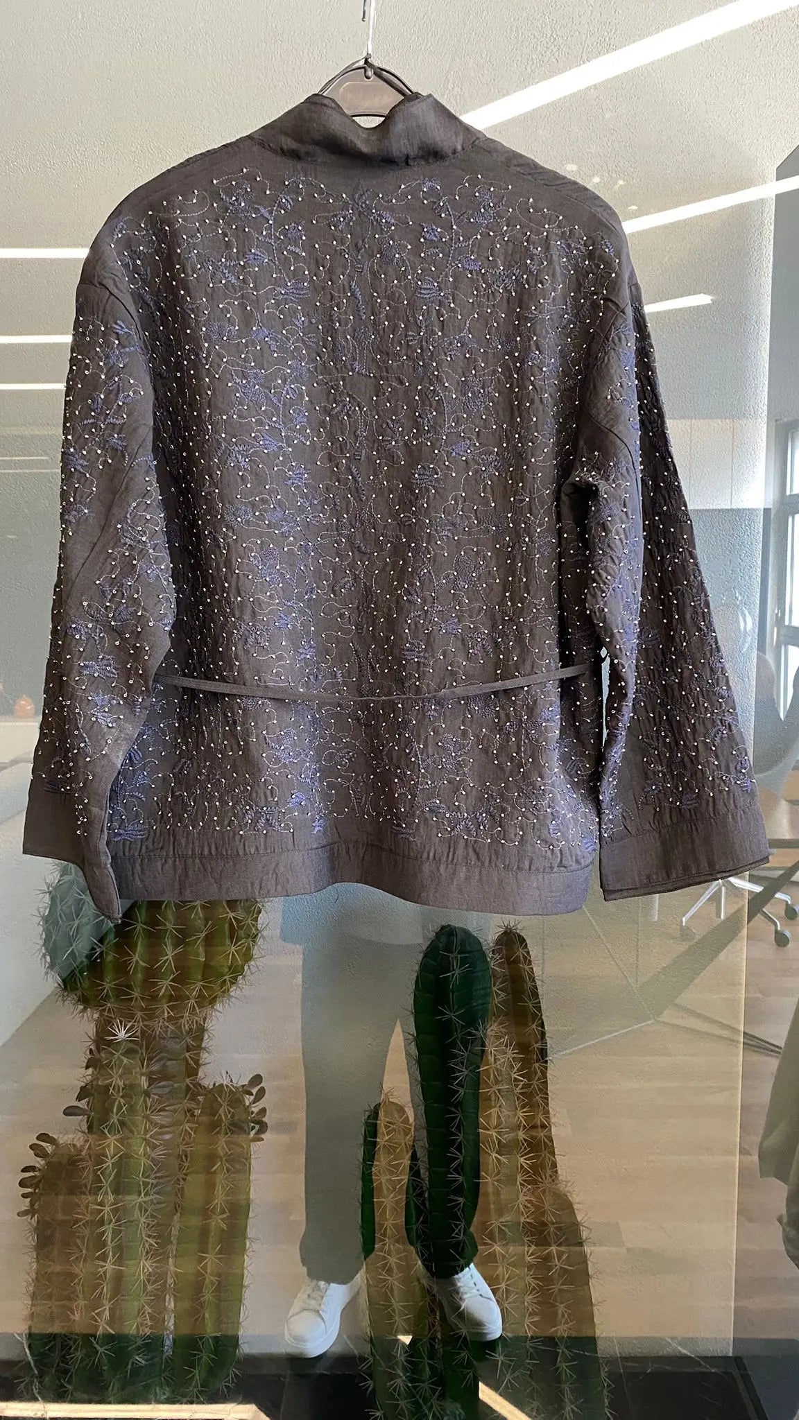 Nakış ve Boncuk İşlemeli Kimono Siyah ORFEONEGRO