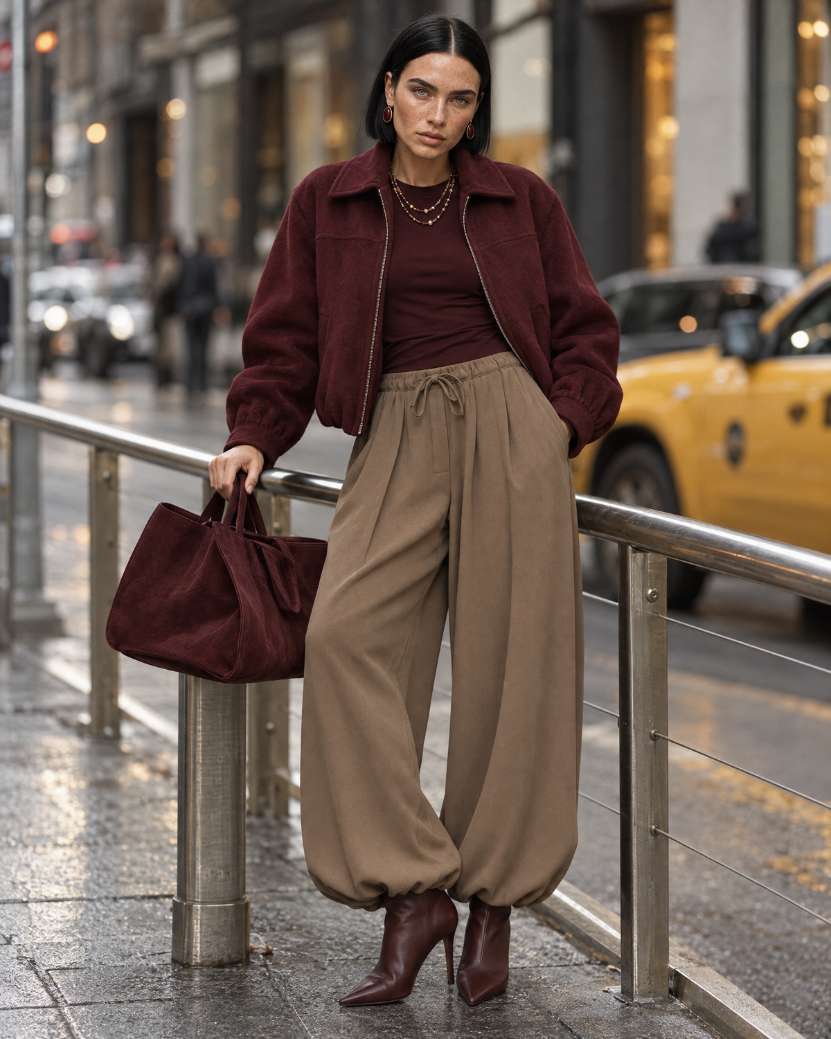 Toptan Kadın Crop Ceket Bordo