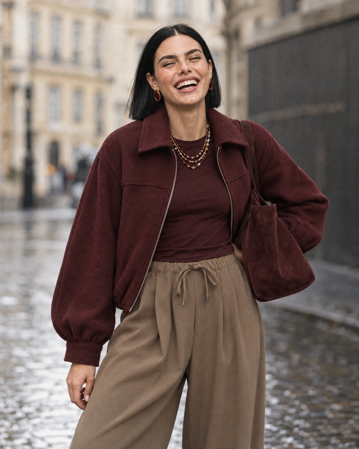 Toptan Kadın Crop Ceket Bordo