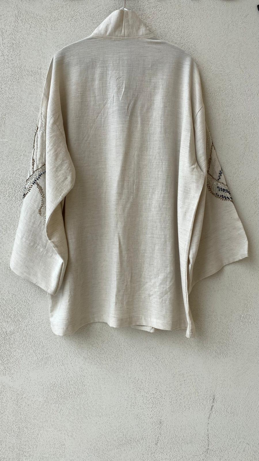 Toptan Taş İşlemeli Oversize Kimono