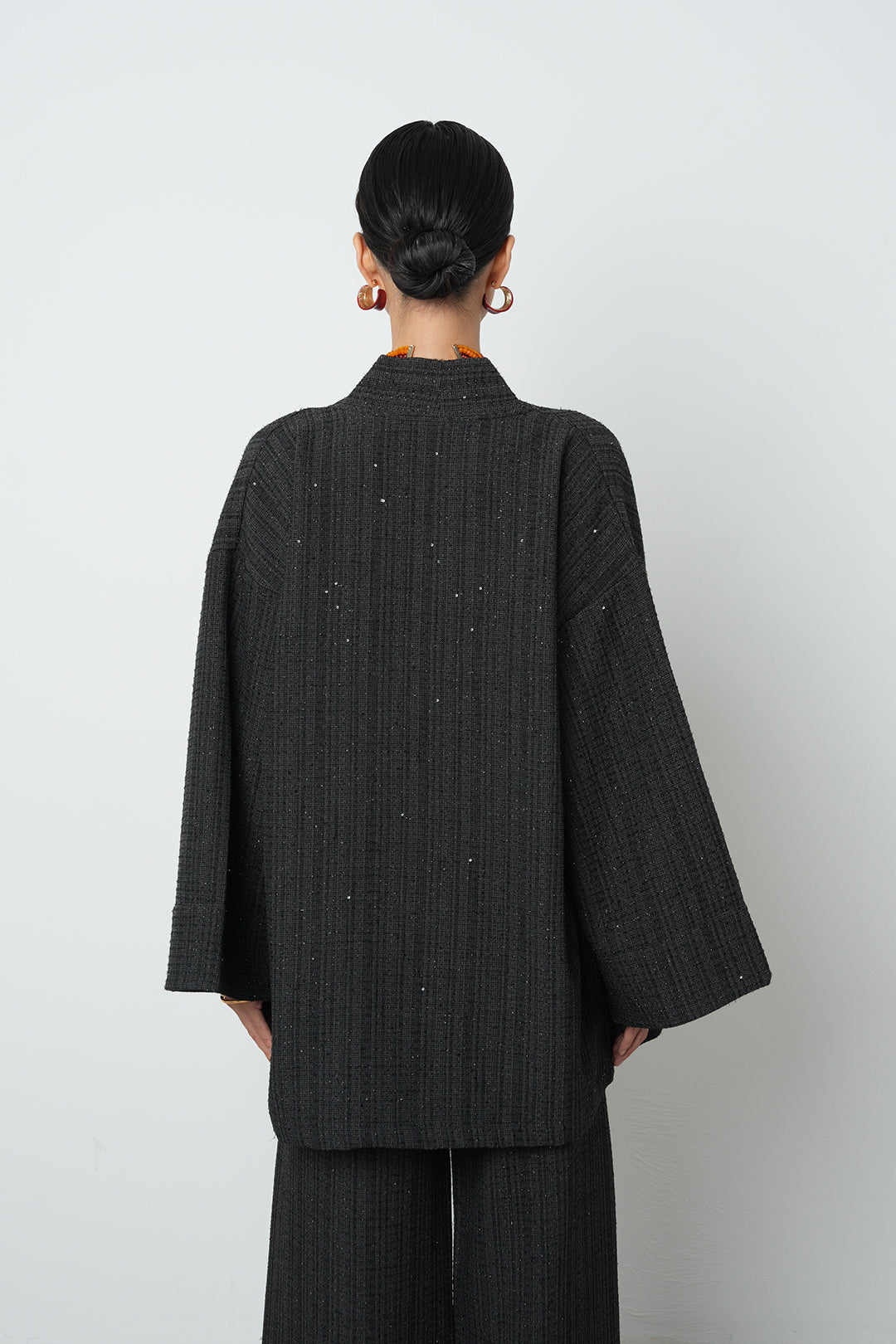 Simli rahat kalıp kadın kimono, tesettüre uygun, oversize kesim, toptan satış için uygun