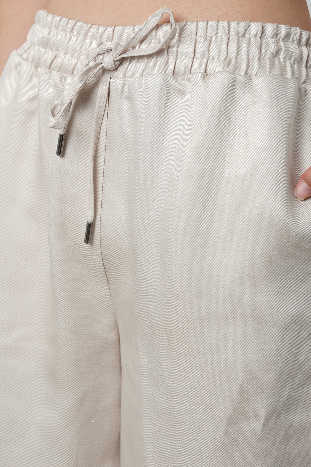 Bol paça bağcıklı kadın pantolon – tencel keten, rahat ve şık