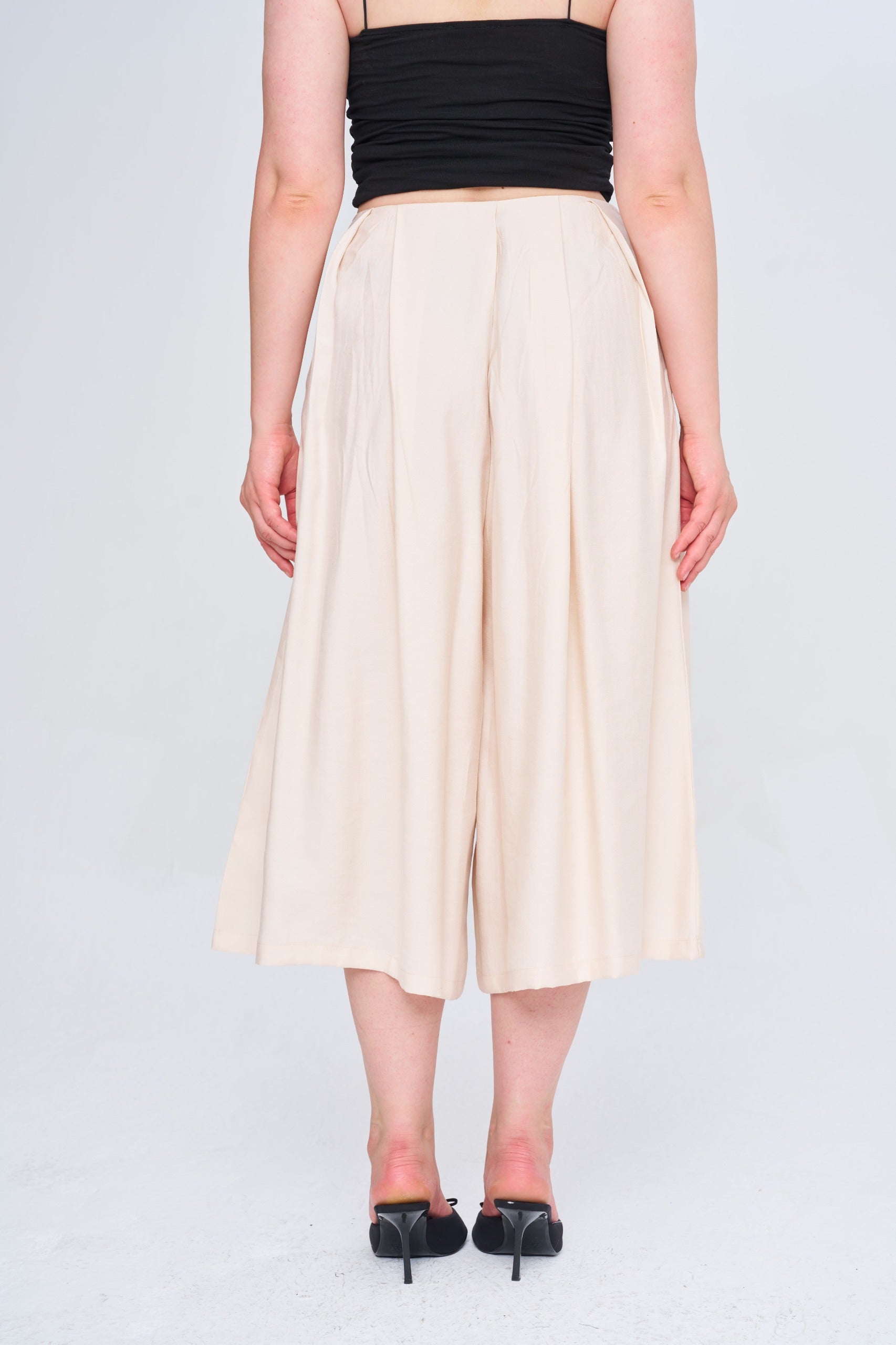 Toptan Kadın Tencel Karışımlı Açık bej Şort Etek