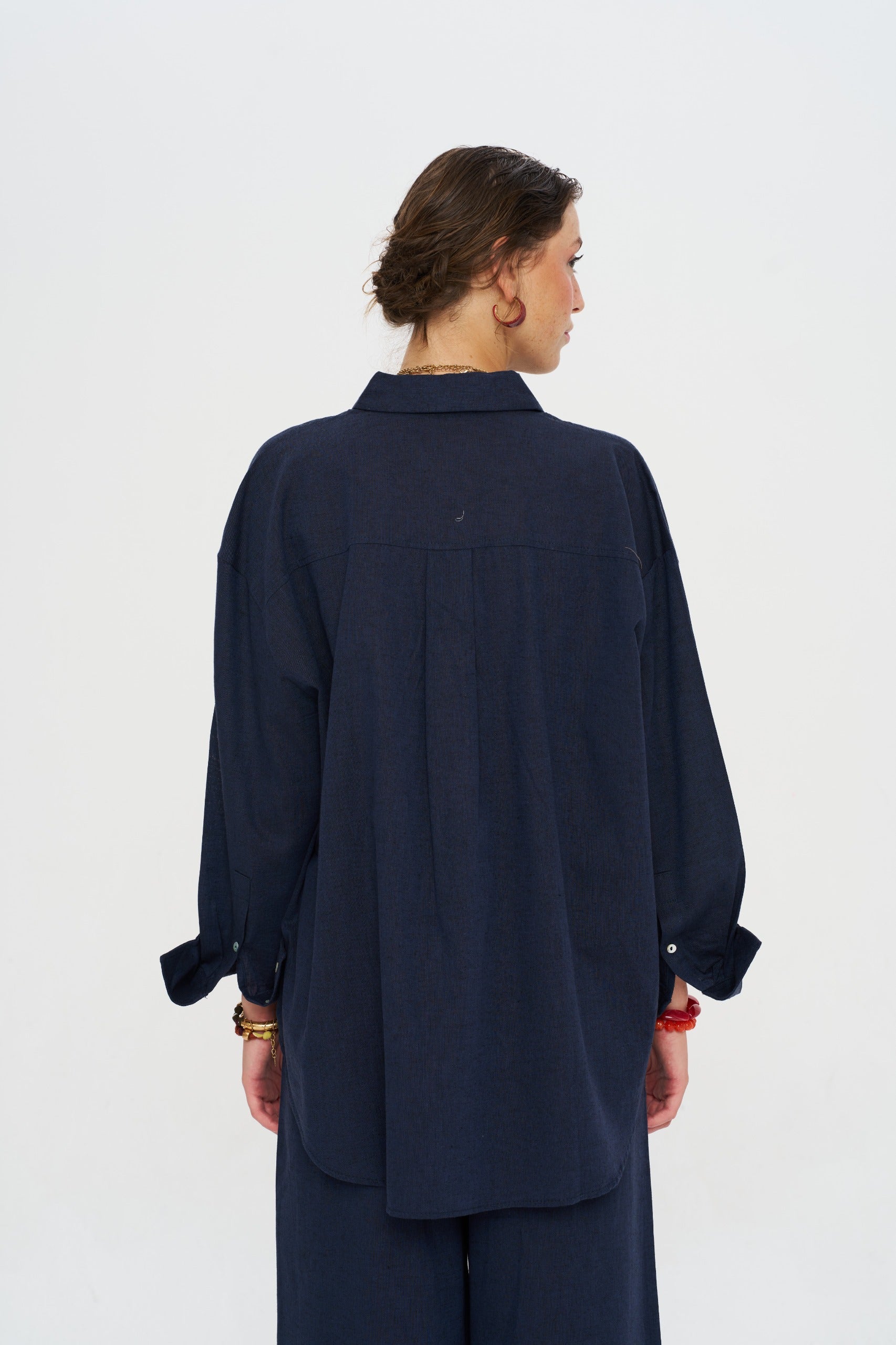 Toptan Keten Laci Oversize Kadın Gömlek